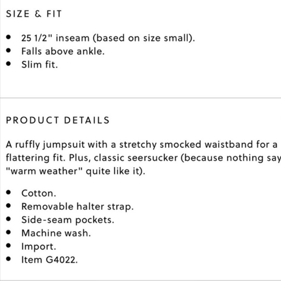 JCREW SEERSUCKER JUMPSUIT SZ XSMALL NWOT - Picture 4 of 5